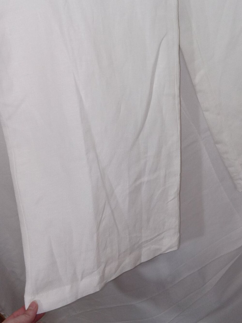 MAYE Estella Linen Blend Wide Leg Pants Ivory White Elastic Waist M - Picture 3 of 15